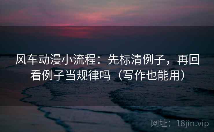 风车动漫小流程：先标清例子，再回看例子当规律吗（写作也能用）