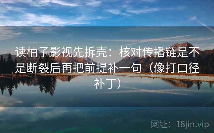 读柚子影视先拆壳：核对传播链是不是断裂后再把前提补一句（像打口径补丁）
