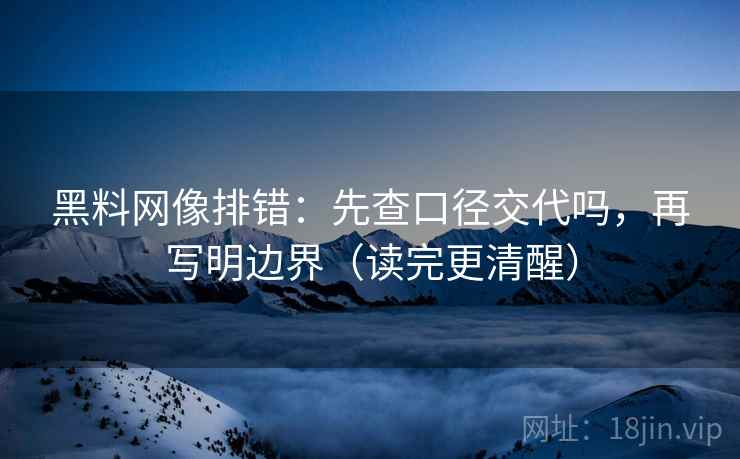 黑料网像排错:先查口径交代吗,再写明边界(读完更清醒) 黑料网像排错:先查口径交代吗,再写明边界(读完更清醒)